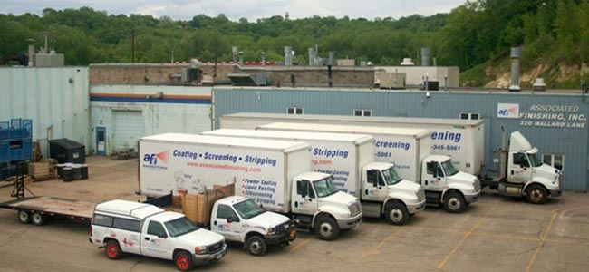Photo of our trucks at our Mankato facity